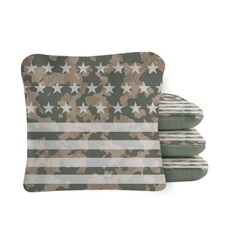 American Flag Camouflage Green Dual Sided Cornhole Bags