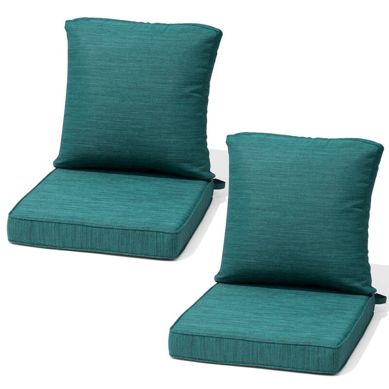 22''D x 21''W x 3.5''T Patio Fabric Outdoor Seat Cushions Set (Seat & Back) - MALACHITE - 2PC