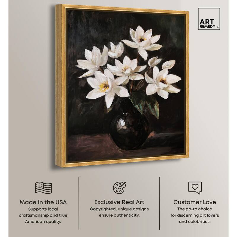 Chiaroscuro Flowers Canvas by Art Remedy