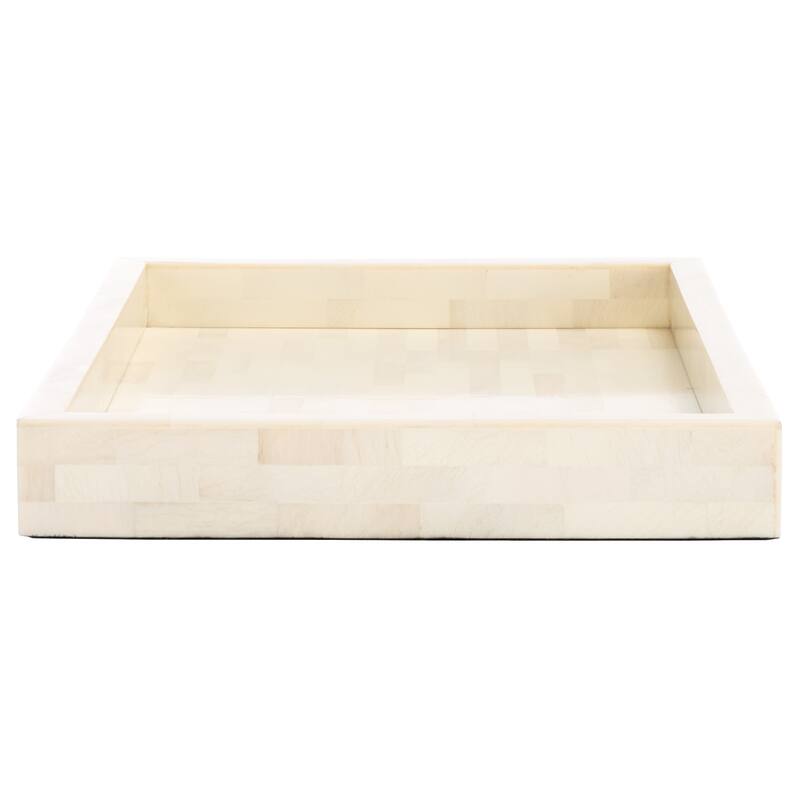 SAFAVIEH Home Sabi Antique Ivory/Faux Bone Resin 14.2"W x 10"D x 1.5"H Rectangle Tray