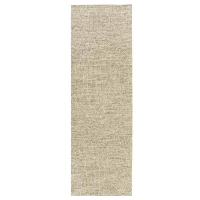 Sevita Beige/Cream Abstract Modern Lines Hand-Tufted Area Rug - 2'6" x 8'