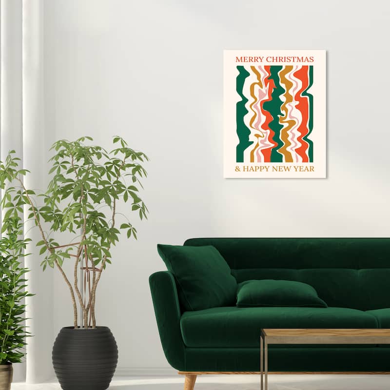 Wynwood Studio Canvas Holiday and Seasonal Green and Red Holiday Poster Green Modern & Contemporary Wall Art Canvas Print - 20 x 24