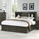 preview thumbnail 2 of 3, Wooden Queen Bed with Storage Space in Dark Gray