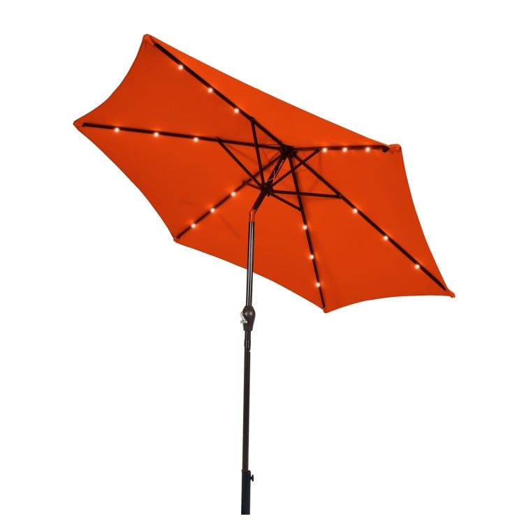 9-Foot Solar LED Patio Market Umbrella with Tilt Adjustment and Crank Lift