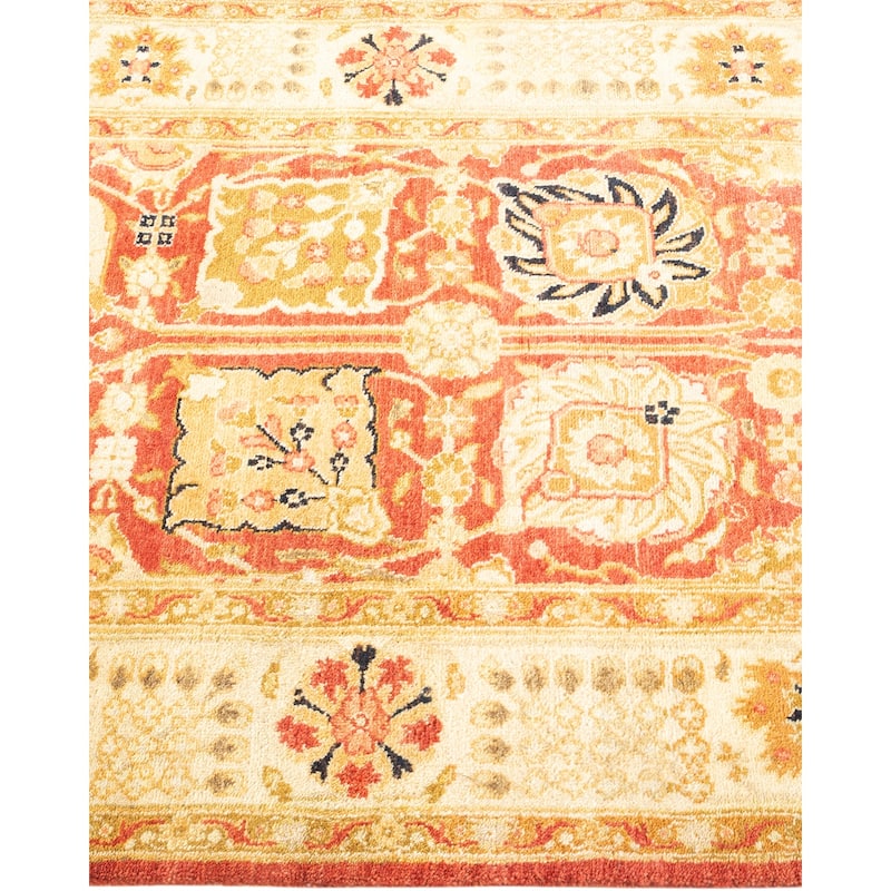 Overton Hand Knotted Wool Vintage Inspired Modern Contemporary Modern Orange Area Rug - 3' 2" x 5' 3"
