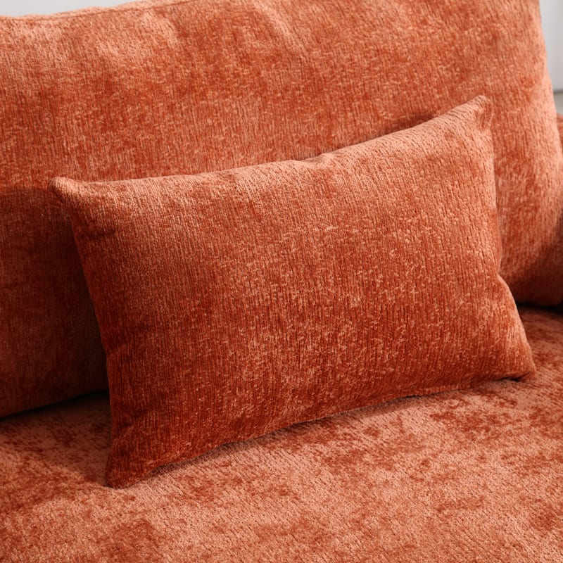 Chenille Fabric Loveseat Sofa, 2-Seater Sofa Couch with Extra Deep Seats, Upholstered Lounge Sofa with Wood Legs