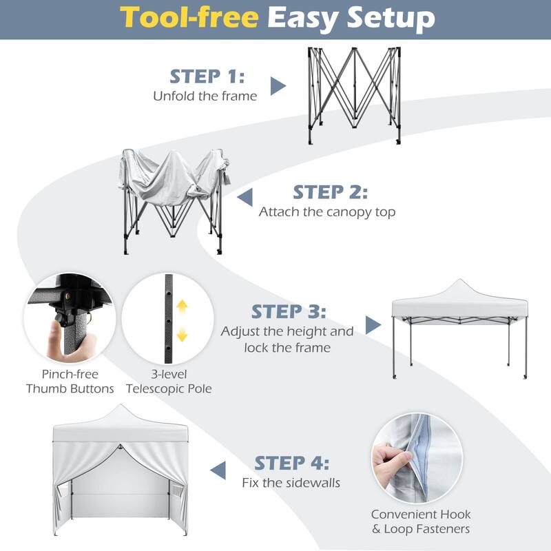 Costway 10 x 10 FT Pop up Canopy Tent with 4 Removable Sidewalls,