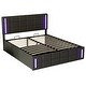 preview thumbnail 20 of 25, Full Size Upholstered Storage Bed with LED Lights, Hydraulic Storage System and USB Charging Station for Kids Teens Adults