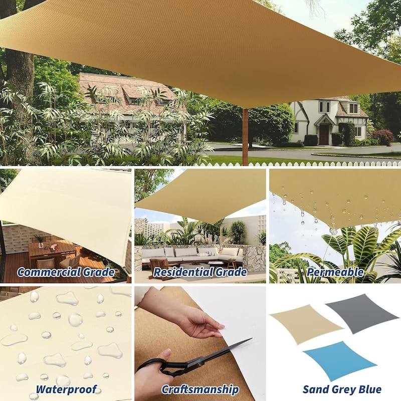 8'X10' Sun Shade Sail Shade Cloth, Sunshade for Patio, Backyard, Deck, Garden, Sand