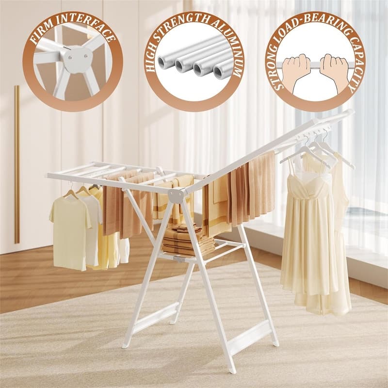 Clothes Drying Rack,63 Inches Foldable Aviation Aluminum Alloy Drying Rack,
