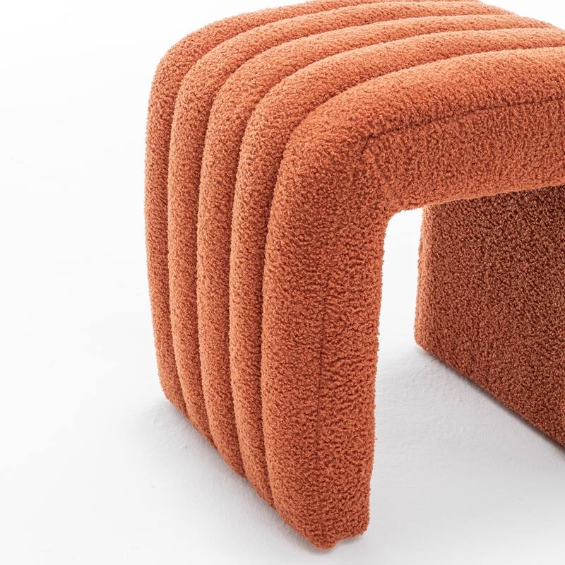SEYNAR Modern Glam Teddy Velvet Upolstered U-Shaped Ottoman