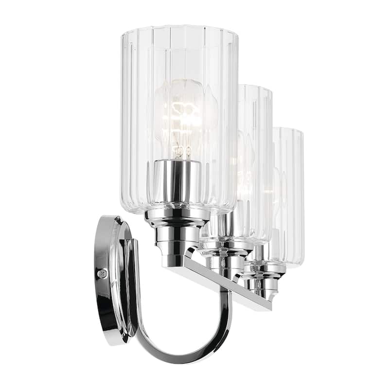 Kichler Lighting Gioe 24.25" 3-Light Vanity Light with Clear Fluted Glass in Chrome