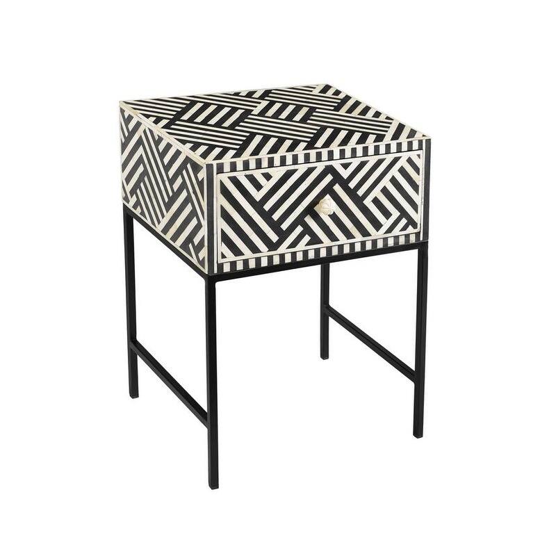 The Curated Nomad Kasitor 1-drawer Bone Inlay Side Table