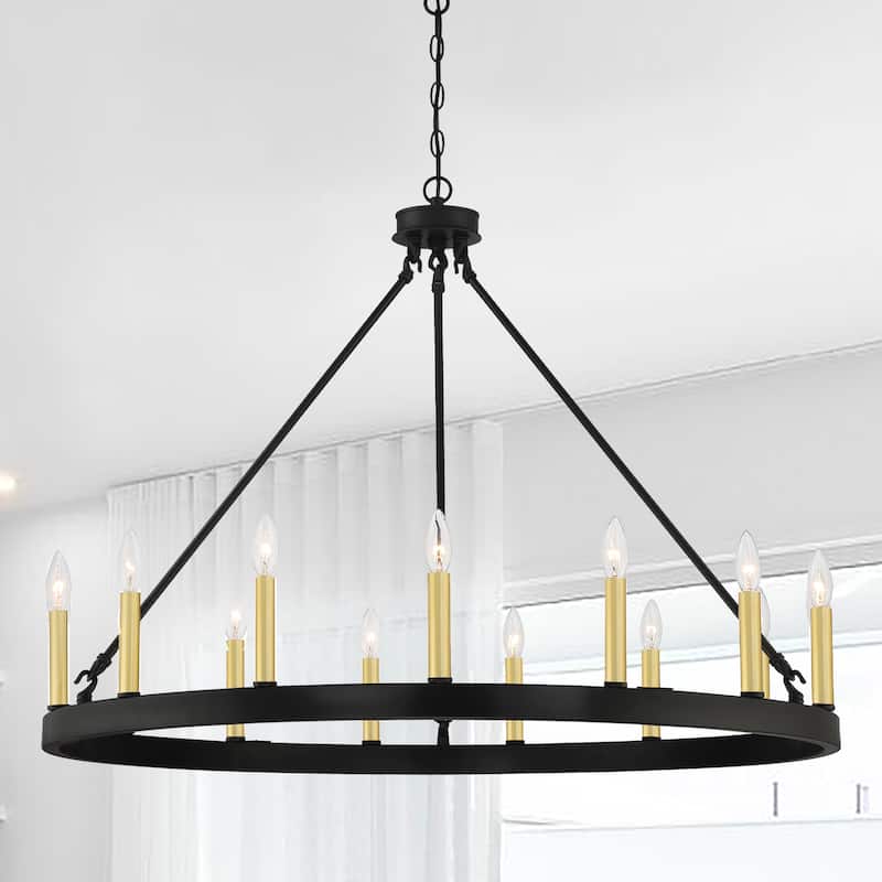 Acroma 15-light Farmhouse Large Wagon Wheel Candle Chandelier with UL Certified - D40'' * H130''