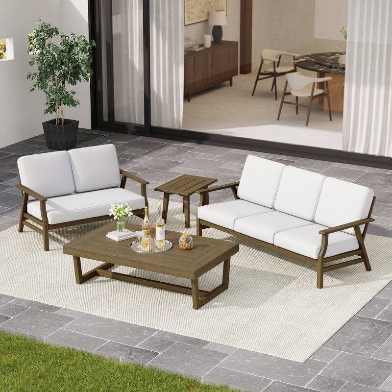 Arthur 4-Piece Teak Wood Patio Conversation Set