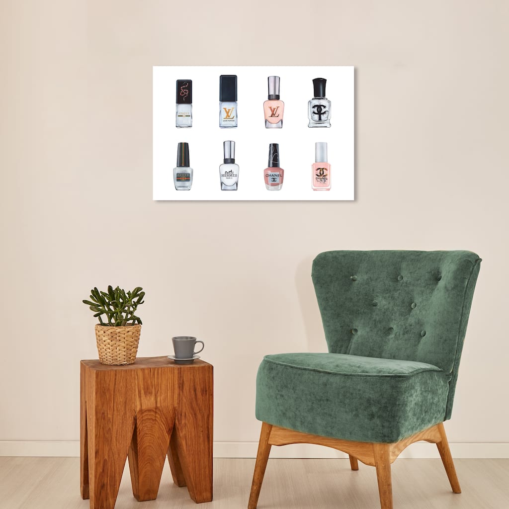 Wynwood Studio Canvas Fashion and Glam Nail Polish White and Modern & Contemporary Wall Art Canvas Print