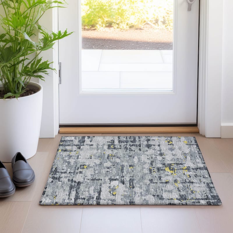 Premium Washable Super Soft Abstract Plaid Mayfield Rug - Gilded - 1' 8" x 2' 6" - Rectangle