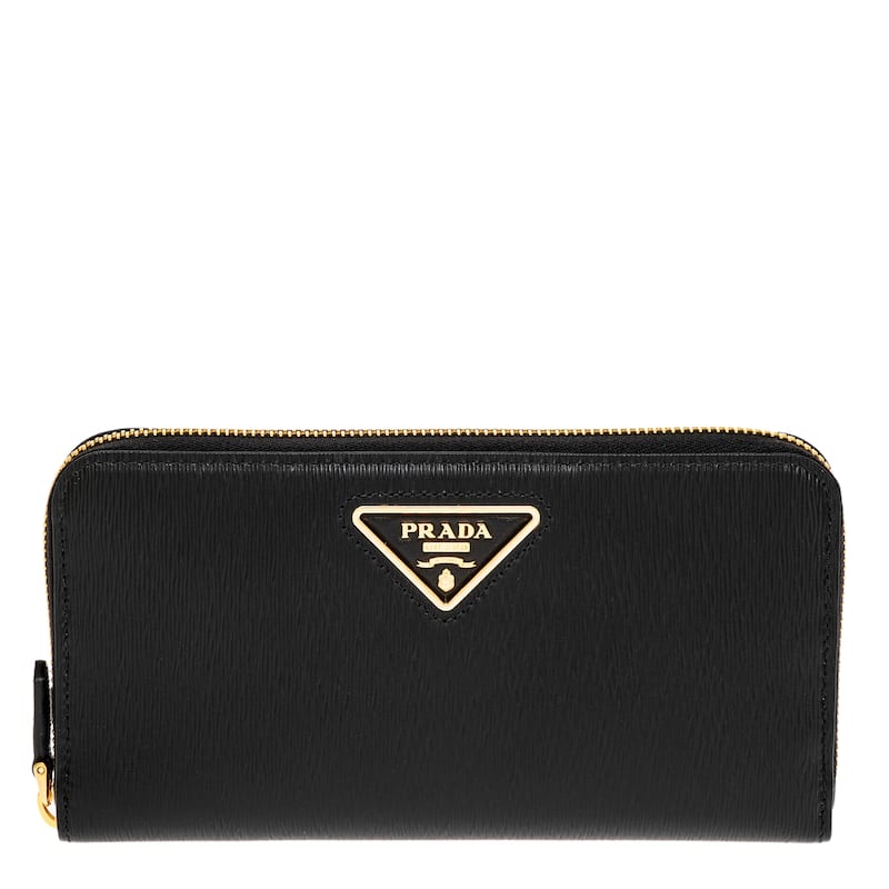 Prada Zip Around Continental Wallet - Black