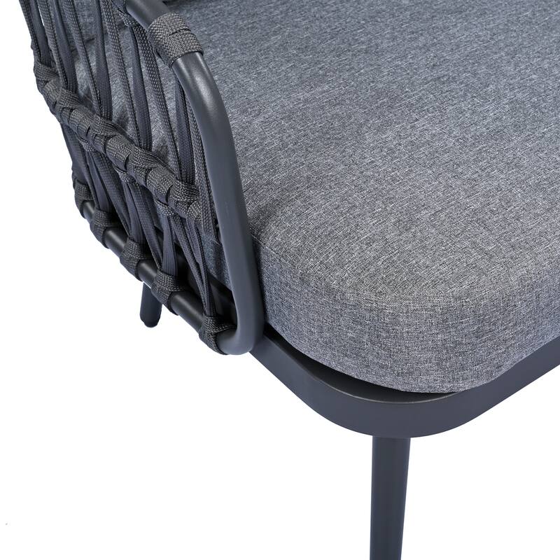 4 Piece Outdoor Patio Furniture Set All Weather Metal Conversation Sofa Set with Thick Cushions and Coffee Table