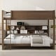 preview thumbnail 3 of 15, Brown Queen over Queen Size Solid Wood Bunk Bed with Storage Cabinets and USB Ports