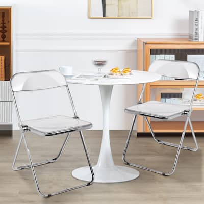 Transparent Acrylic Stackable Folding Dining Chair with Metal Frame - 18.9"(D) x 18.5"(W) x 29.7"(H)
