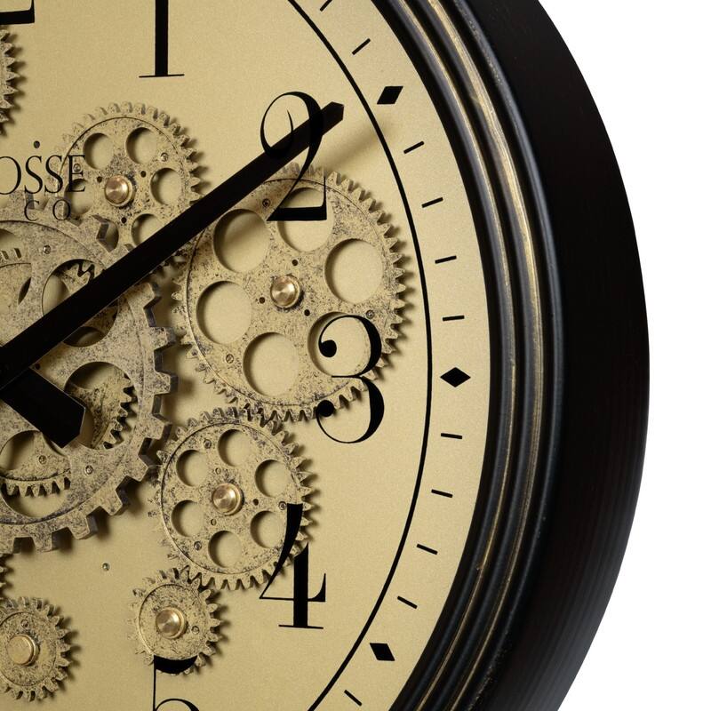 La Crosse 404-3439 15" Bronze Quartz Analog clock with Moving Gears
