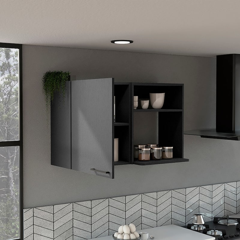 Kitchen wall cabinet Burwood, White Finish,High quality and durable - Black
