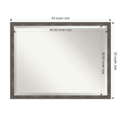 Beveled Wood Bathroom Wall Mirror - Pinstripe Lead Grey Frame - Pinstripe Lead Grey