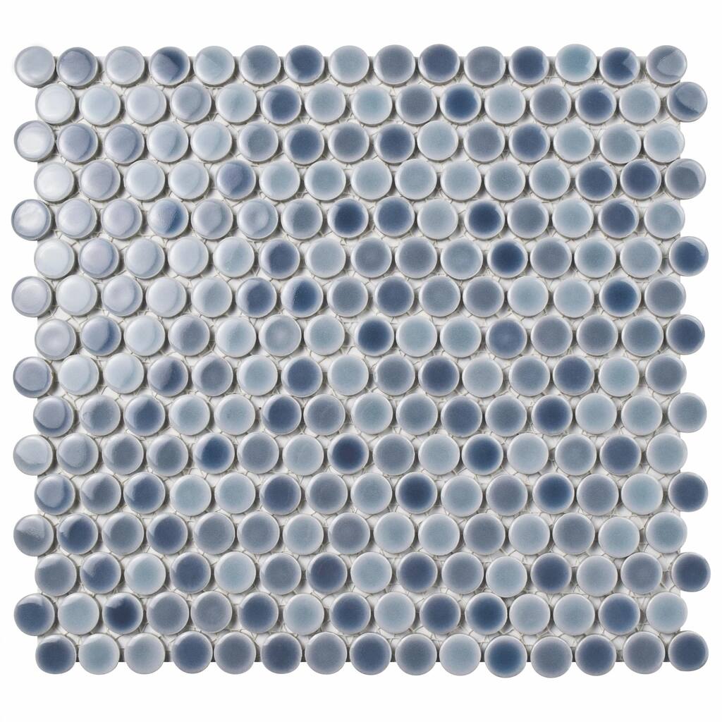 Merola Tile Hudson Penny Round Stillwater 11-7/8" x 12-5/8" Porcelain Mosaic Floor and Wall Tile