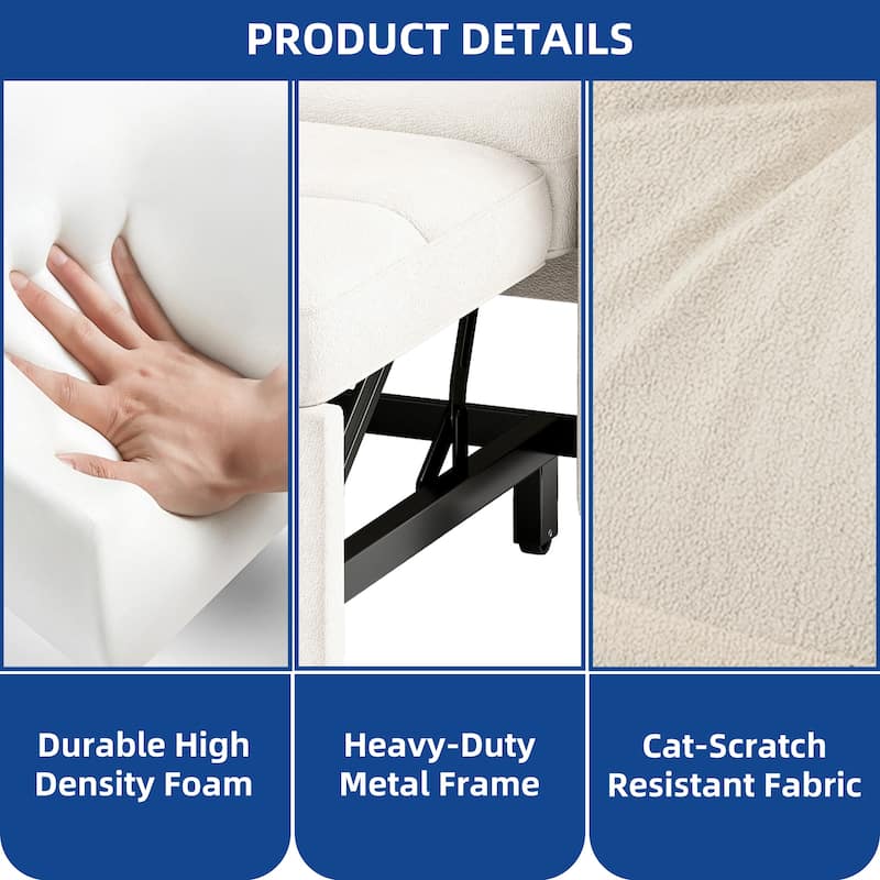 Moasis 3-in-1 Multi-Functional Sleeper Sofa with Iron Frame Pull-Out Bed,Loveseat Bed with USB Port