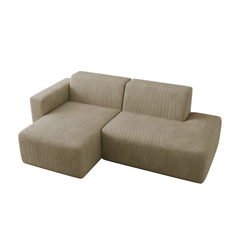 94" W Corduroy Upholstered Fully Sponge Molded Modular Sectional Sofa