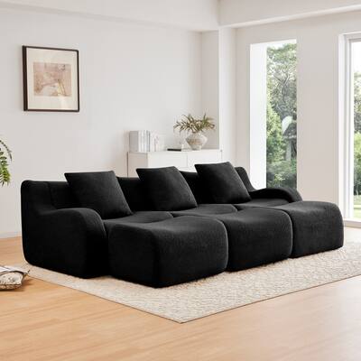 GDF Studio - Fairford 3-Seat Modular Sofa With Curved Armrests & Non-Slip Base