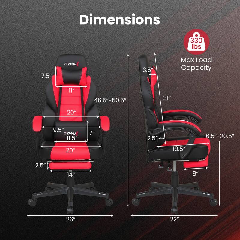 Gymax Gaming Chair w/ Headrest Reclining Backrest Lumber Support