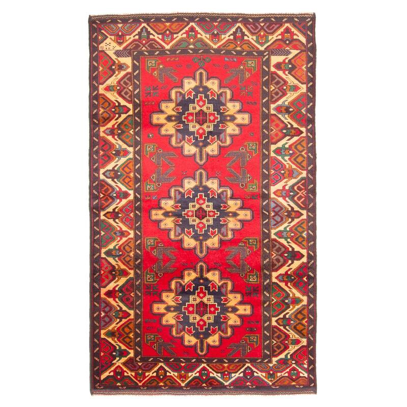 ECARPETGALLERY Hand-knotted Teimani Red Wool Rug - 3'10 x 6'6