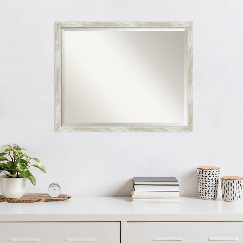 Beveled Wall Mirror - Crackled Metallic Narrow Frame - Crackled Metallic Narrow
