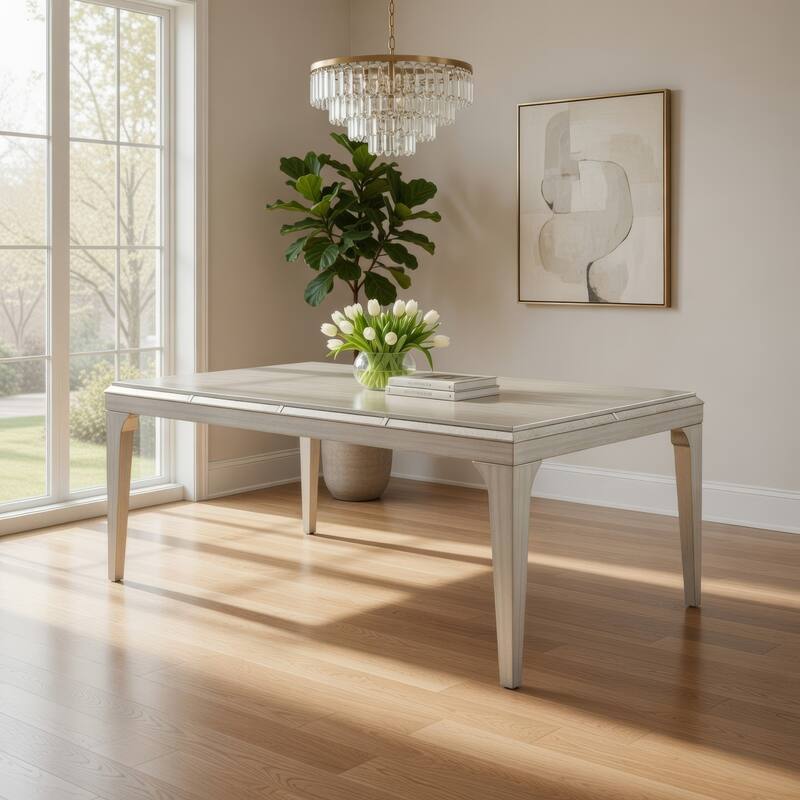 Diocles Contemporary Style Dining Table With Tapered Legs, Silver
