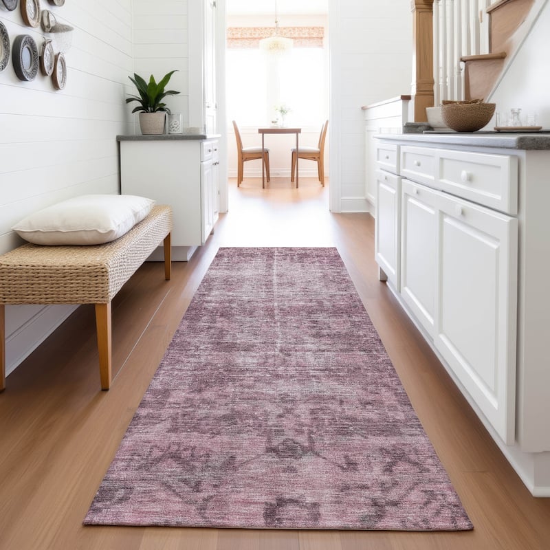 Premium Washable Super Soft Vintage Traditional Mayfield Rug - Merlot - 2'3" x 7'6"