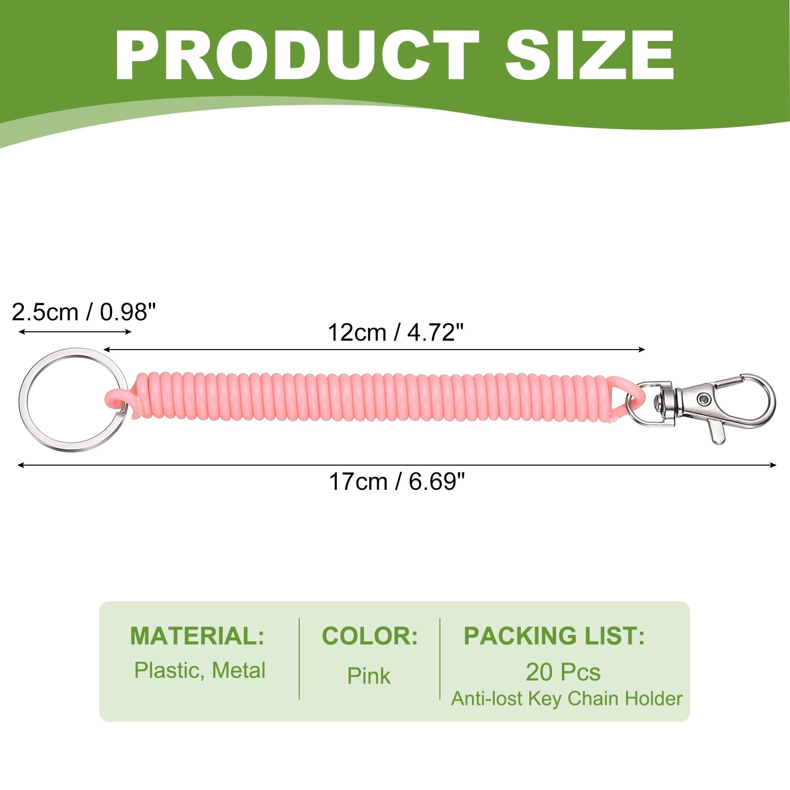 Retractable Coil Springs Keychain, Spiral Cord Coil Keychain, Anti-lost Key Chain Holder with Lobster Clasp
