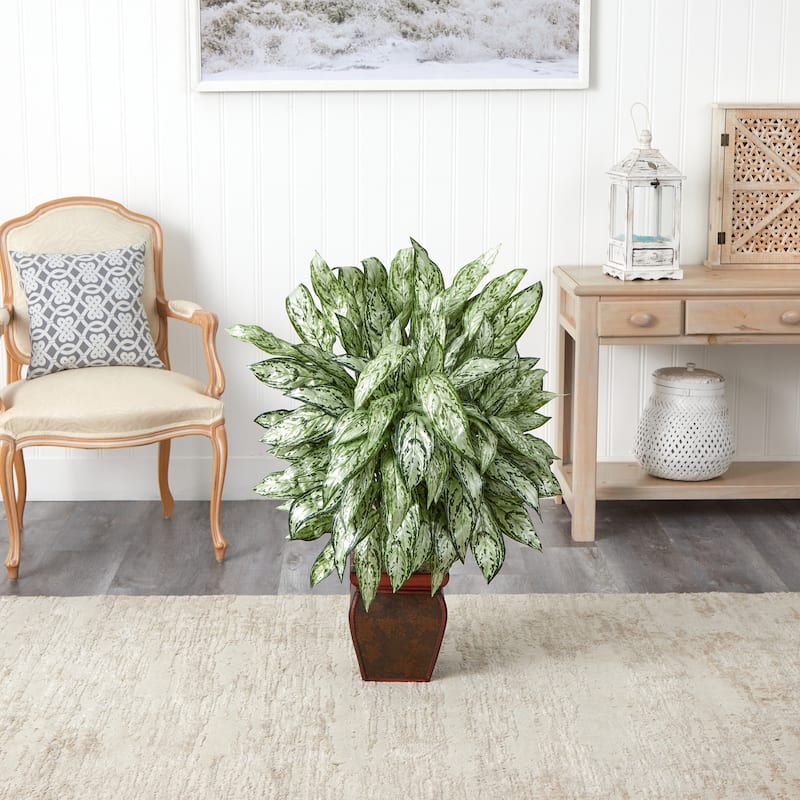 Silk Plant with Planter - Decorative Indoor Faux Plant for Home Office Decor - 3.17ft.