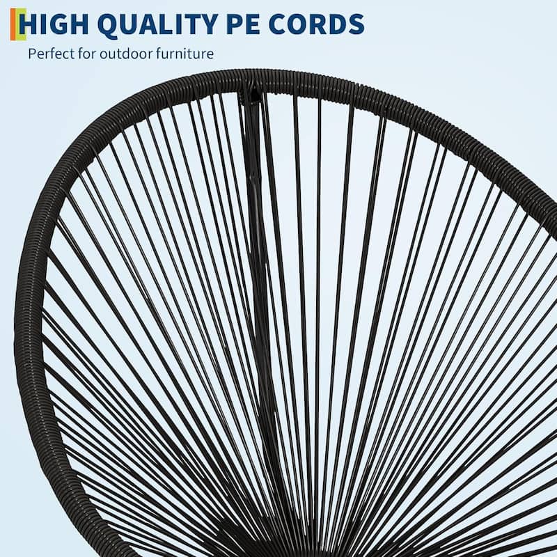 3-Piece Outdoor Bistro Set – Acapulco PE Rope Chairs & Tempered Glass Table, All-Weather for Patio, Poolside, Balcony