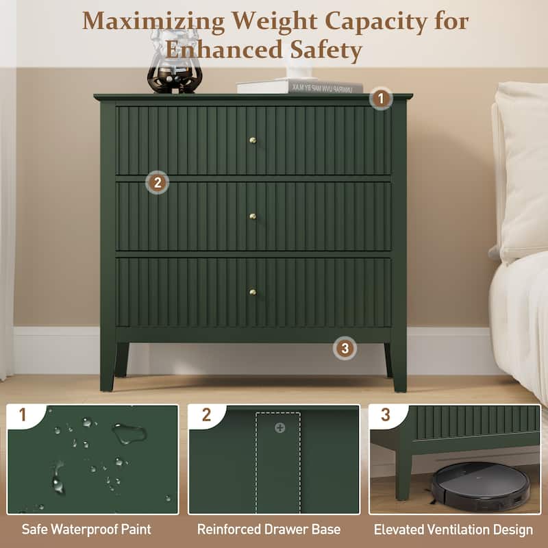 Large 3-Drawer Dresser Storage Cabinet for Bedroom