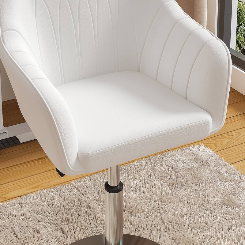 VECELO Vanity Chair Makeup Swivel Accent Chair Height Adjustable Round Back Tilt Chair