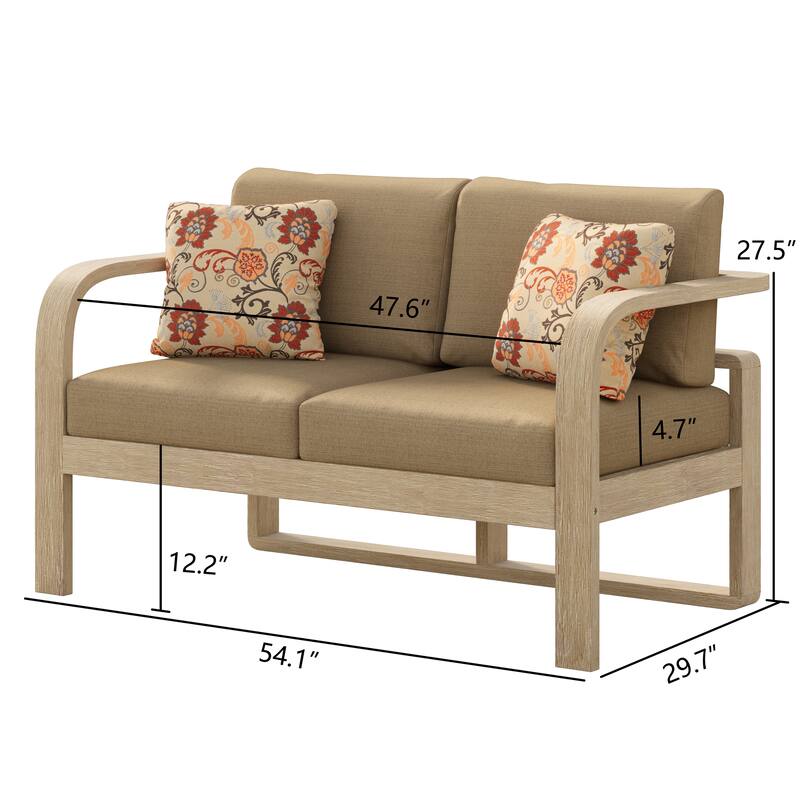 Corvus Annette Sunbrella Outdoor Acacia Wood Loveseat