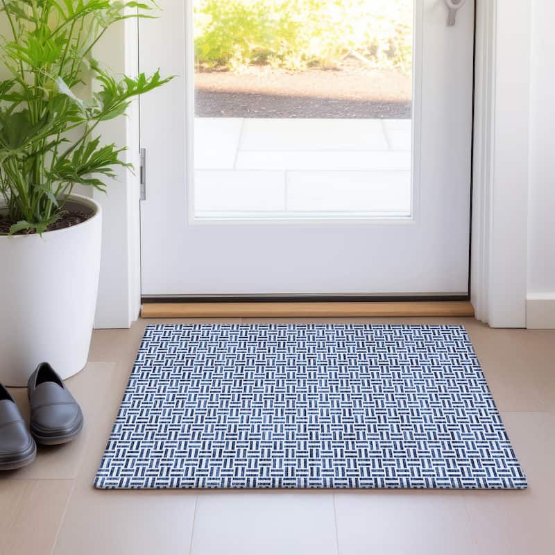 Premium Washable Super Soft Modern Geo Mayfield Rug - Navy - 1'8" x 2'6"
