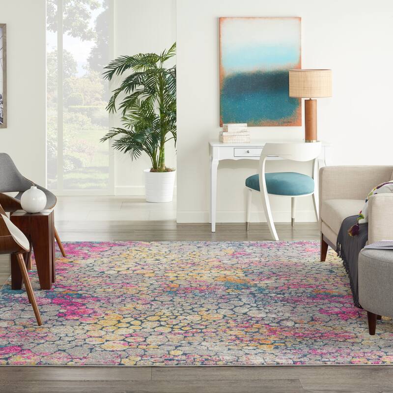 Nourison Passion Contemporary Abstract Area Rug - 6'7" x 9'6" - Yellow Multi
