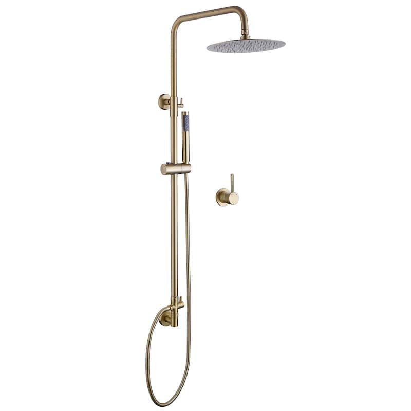 Rbrohant Wall Mounted Exposed Rain Combo Set, Shower System with 10" Showerhead and Handheld Showerhead