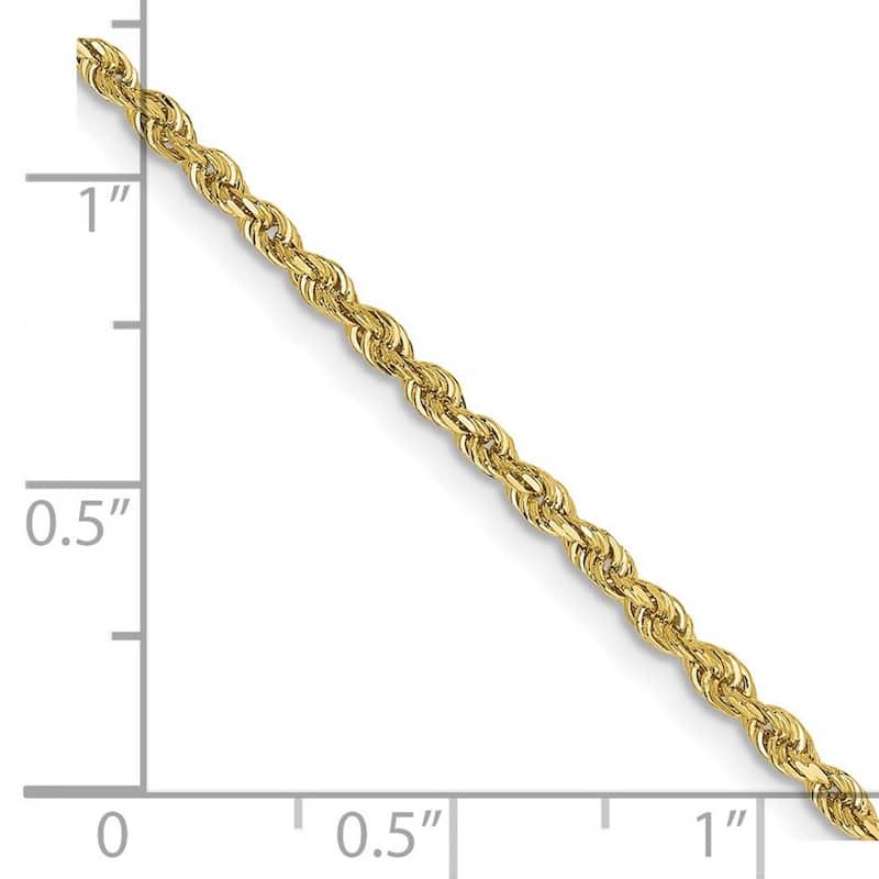 Curata 10k Yellow Gold 2mm Diamond Cut Quadruple Rope Chain Necklace For Men