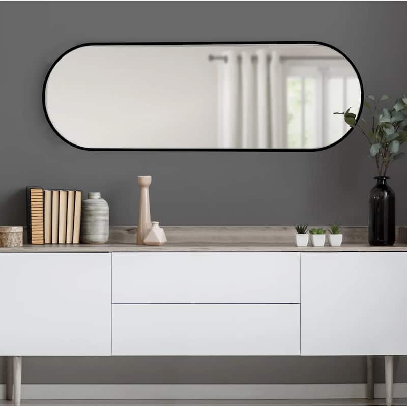 Black Aluminum Frame Art Wall Mirror - 40"x20"