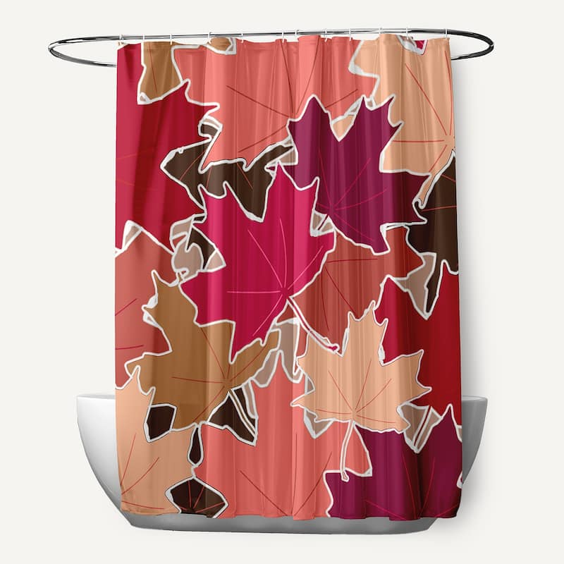 Leaf Pile Shower Curtain - Fuschia