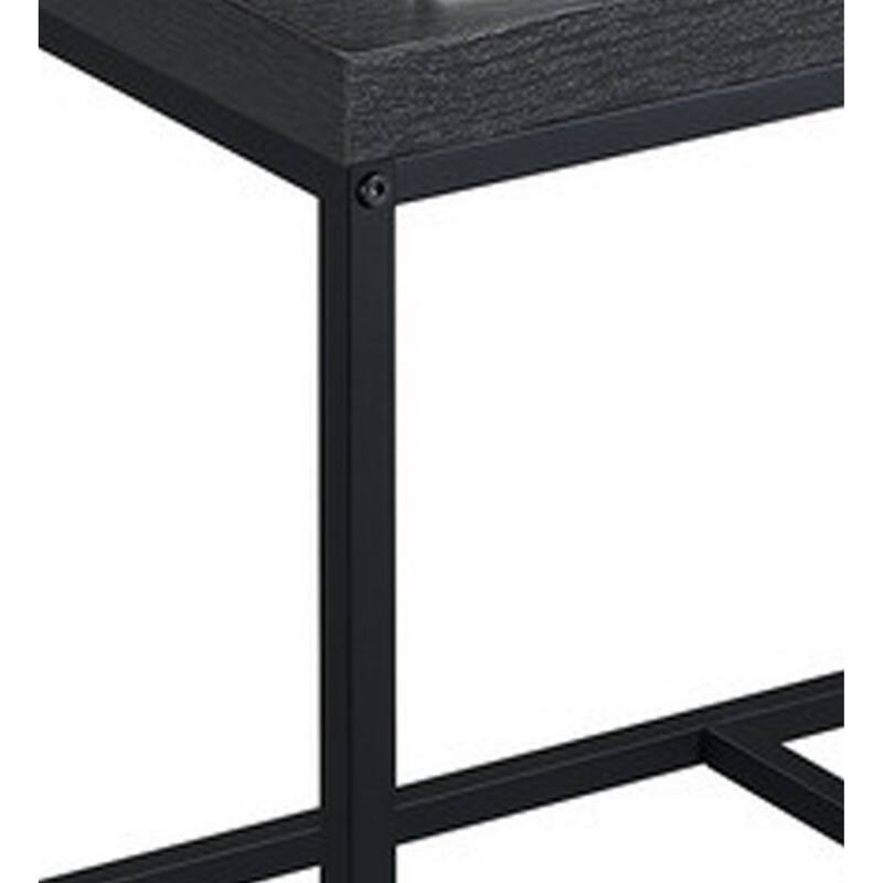 All 3 Piece Coffee Table and Storage Set, Rectangular, Black Legs, Gray
